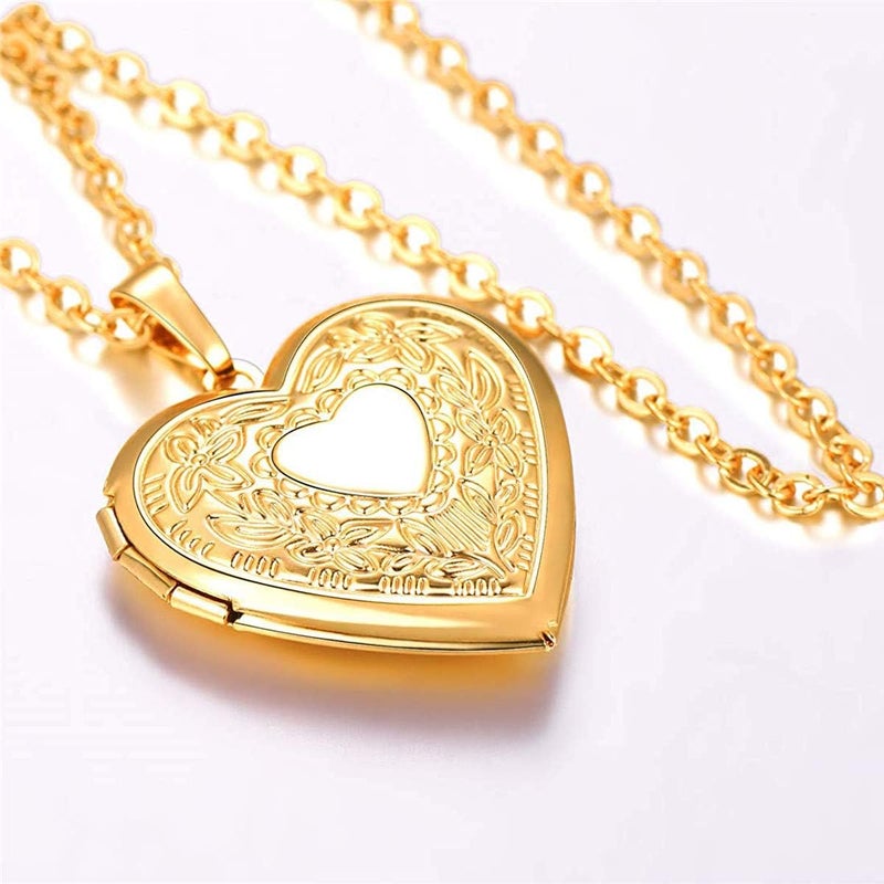YOUFENG Oval Round Flower Locket Necklace that Holds Pictures Photo Locket Pendant - Image 3
